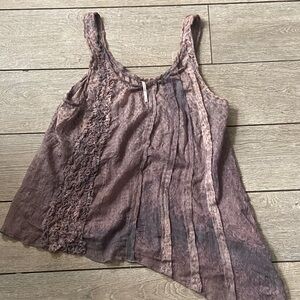 Free People Washed Mauve Crinkle Asymmetrical Cami